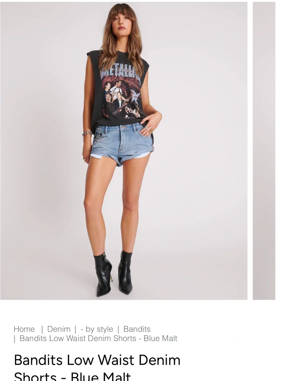 High-Rise Distressed Denim Women’s Shorts - Light Blue - Picture 4 of 4